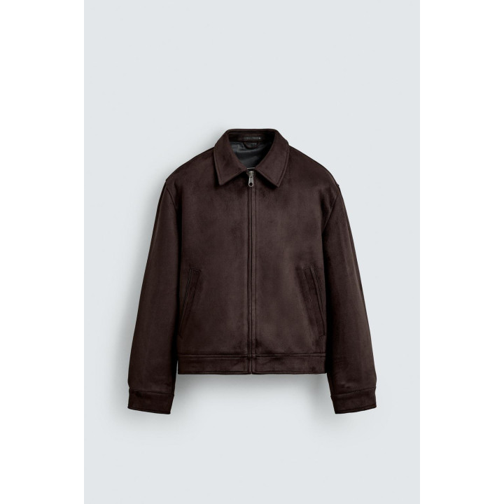 Куртка прямого кроя из искусственной замши