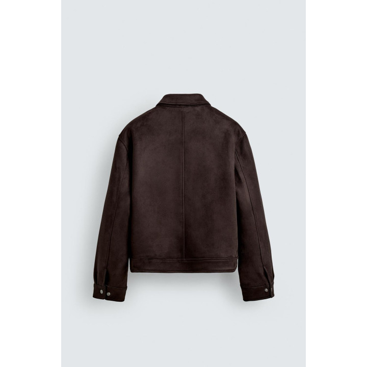 Куртка прямого кроя из искусственной замши