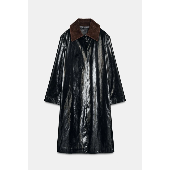 Тренч с блеском и контрастным воротником ZW COLLECTION LIMITED EDITION