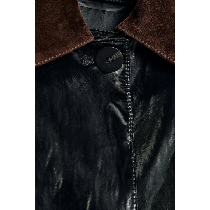 Тренч с блеском и контрастным воротником ZW COLLECTION LIMITED EDITION