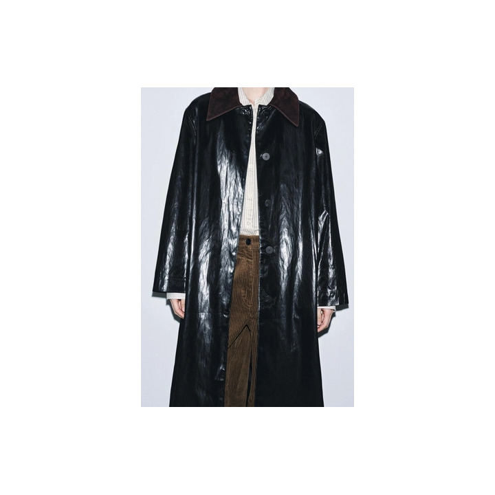 Тренч с блеском и контрастным воротником ZW COLLECTION LIMITED EDITION