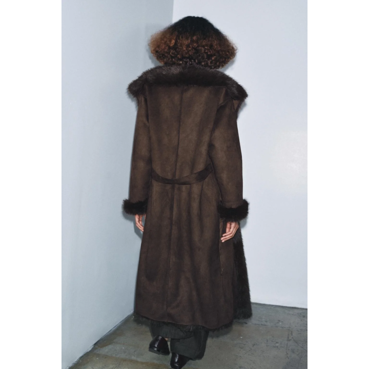 ПАЛЬТО ИЗ ИСКУССТВЕННОГО МЕХА С ПОЯСОМ — ZW COLLECTION