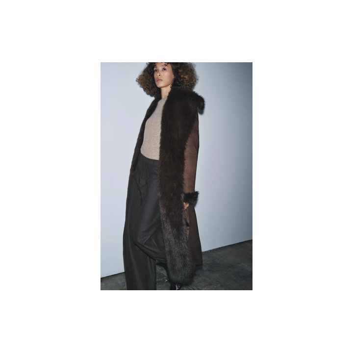 ПАЛЬТО ИЗ ИСКУССТВЕННОГО МЕХА С ПОЯСОМ — ZW COLLECTION