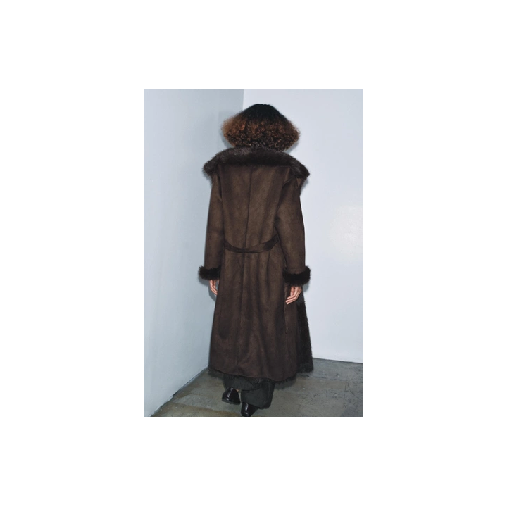 ПАЛЬТО ИЗ ИСКУССТВЕННОГО МЕХА С ПОЯСОМ — ZW COLLECTION