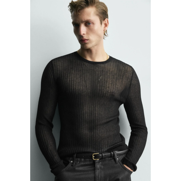 Узкий джемпер полупрозрачный