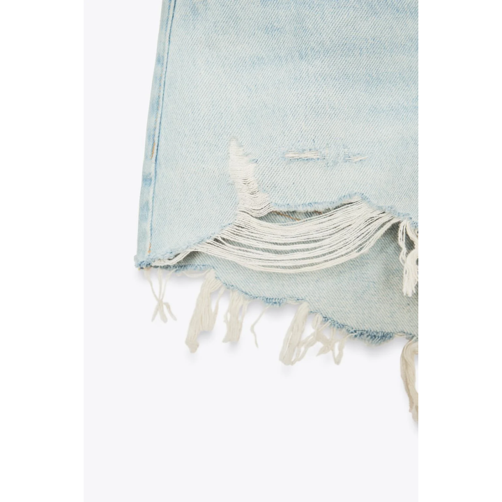 Джинсовые шорты с высокой талией и разрезами