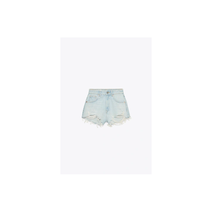 Джинсовые шорты с высокой талией и разрезами