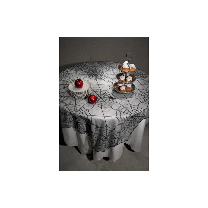 TULLE HALLOWEEN SPIDER WEB TABLECLOTH