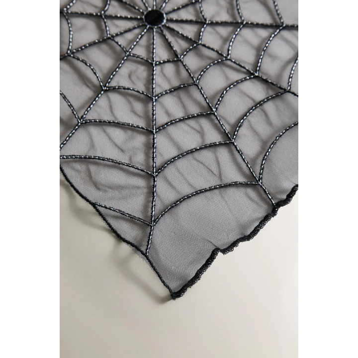 TULLE HALLOWEEN SPIDER WEB TABLECLOTH