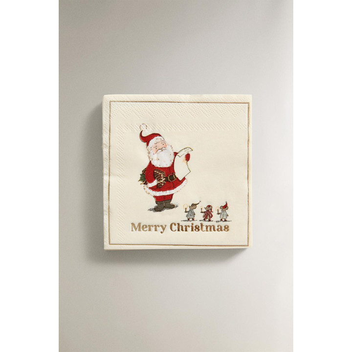 Набор детских бумажных салфеток с изображением деда мороза (набор из 20 штук)