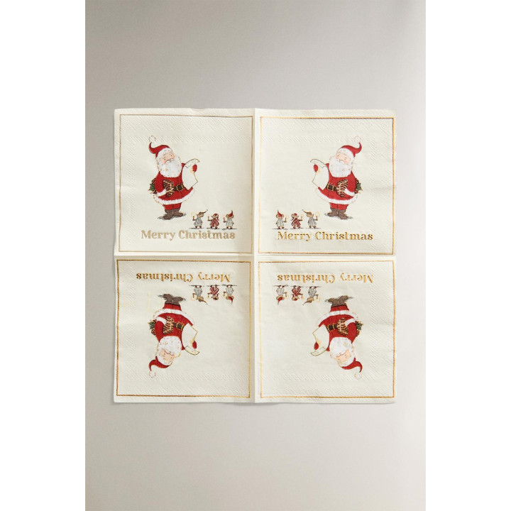 Набор детских бумажных салфеток с изображением деда мороза (набор из 20 штук)