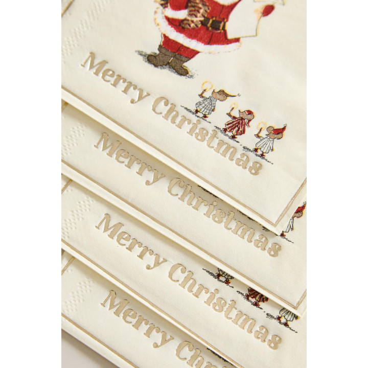 Набор детских бумажных салфеток с изображением деда мороза (набор из 20 штук)