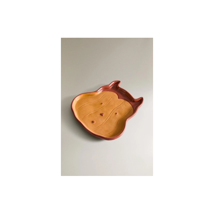 CHILDREN'S STONEWARE HALLOWEEN PUMPKIN PLATE