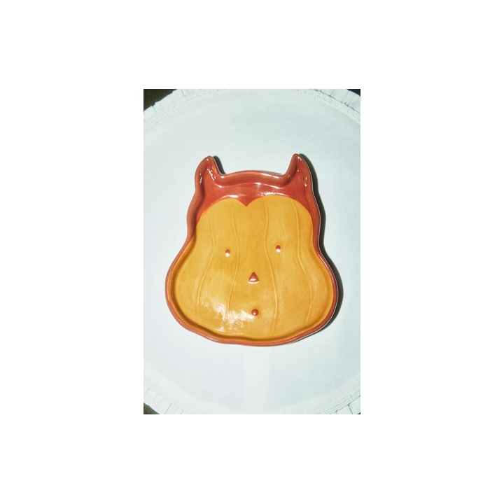 CHILDREN'S STONEWARE HALLOWEEN PUMPKIN PLATE