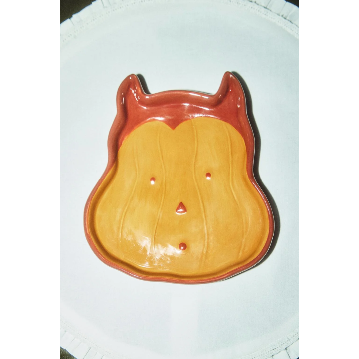 CHILDREN'S STONEWARE HALLOWEEN PUMPKIN PLATE