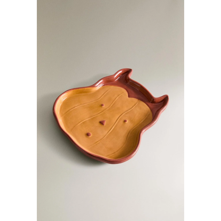 CHILDREN'S STONEWARE HALLOWEEN PUMPKIN PLATE