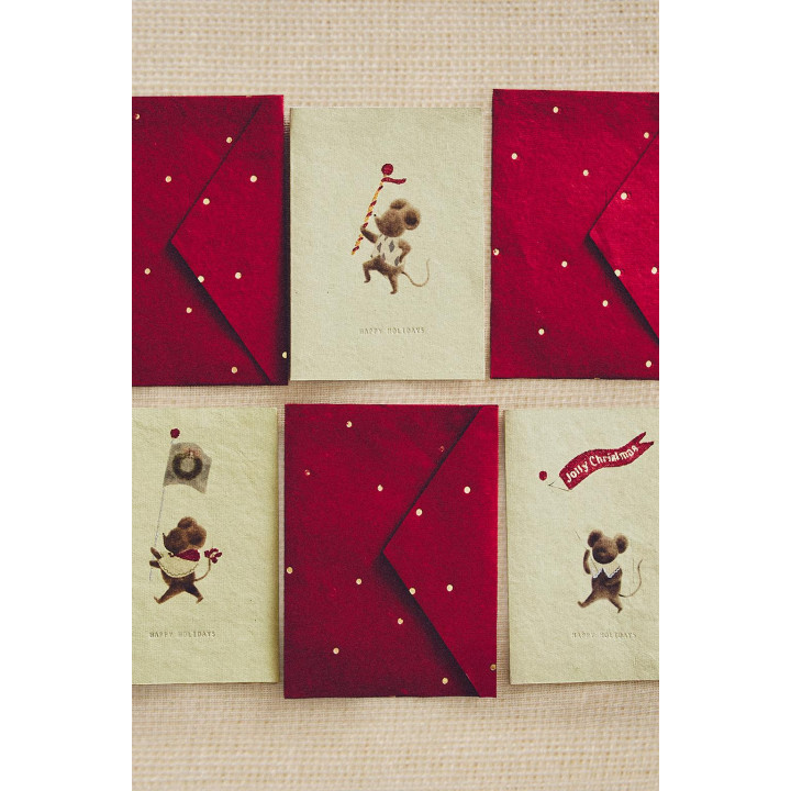 Набор рождественских открыток с мышками (набор из 6 штук)