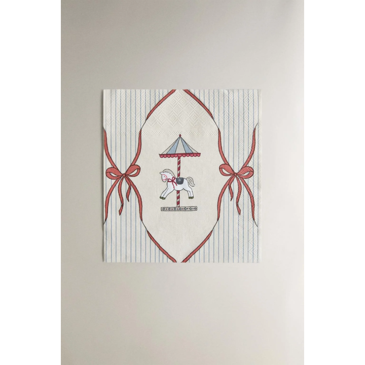 Набор детских рождественских бумажных салфеток с каруселью (упаковка из 20 штук)