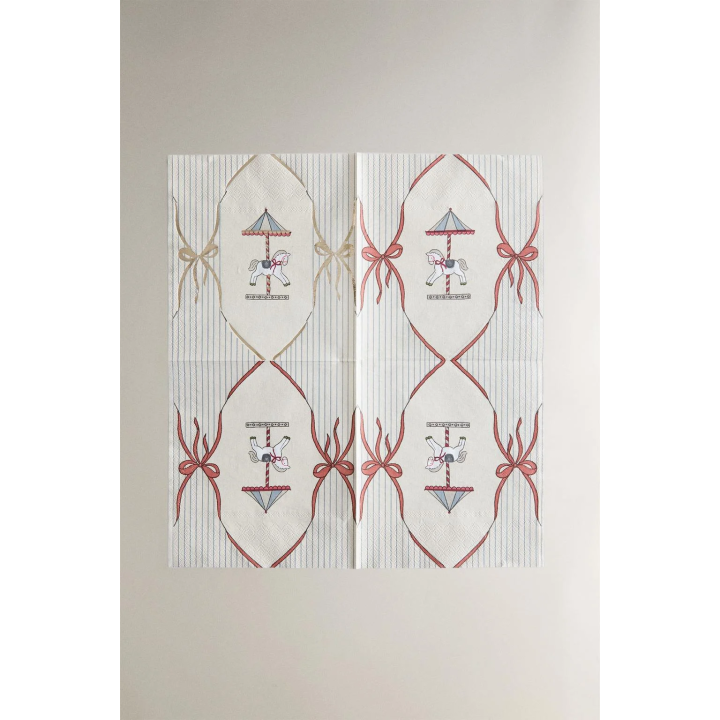 Набор детских рождественских бумажных салфеток с каруселью (упаковка из 20 штук)