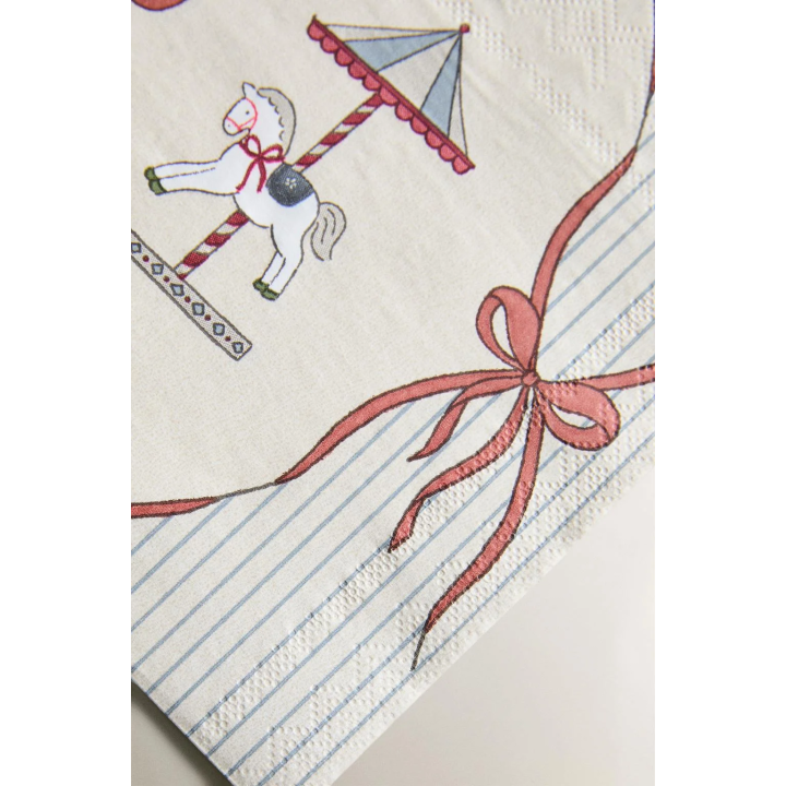 Набор детских рождественских бумажных салфеток с каруселью (упаковка из 20 штук)