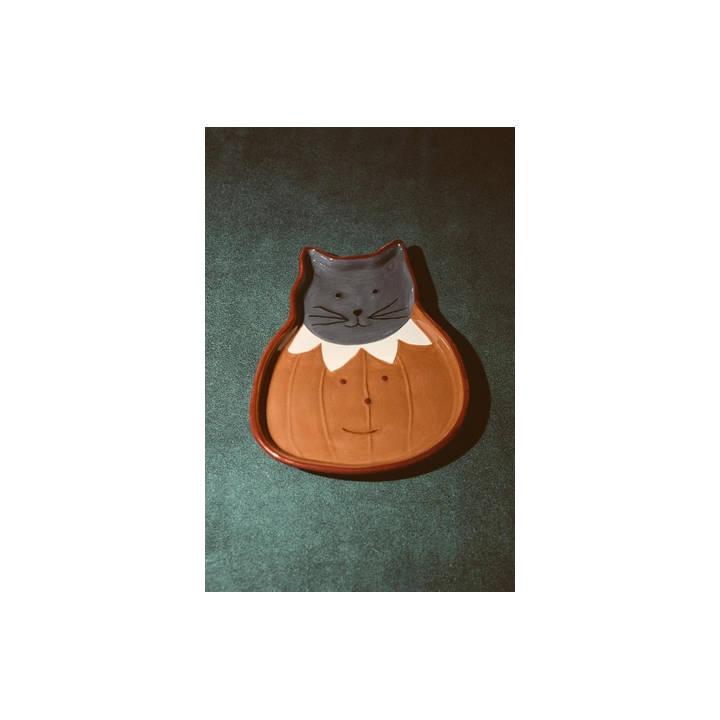 CHILDREN'S STONEWARE HALLOWEEN CAT PLATE