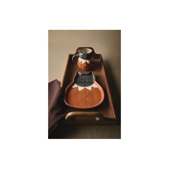 CHILDREN'S STONEWARE HALLOWEEN CAT PLATE