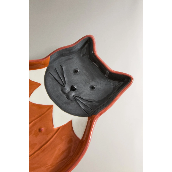 CHILDREN'S STONEWARE HALLOWEEN CAT PLATE