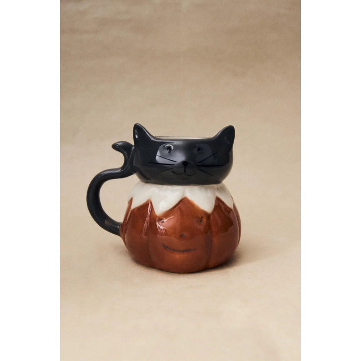 CHILDREN'S CERAMIC HALLOWEEN CAT MUG