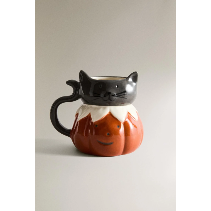 CHILDREN'S CERAMIC HALLOWEEN CAT MUG