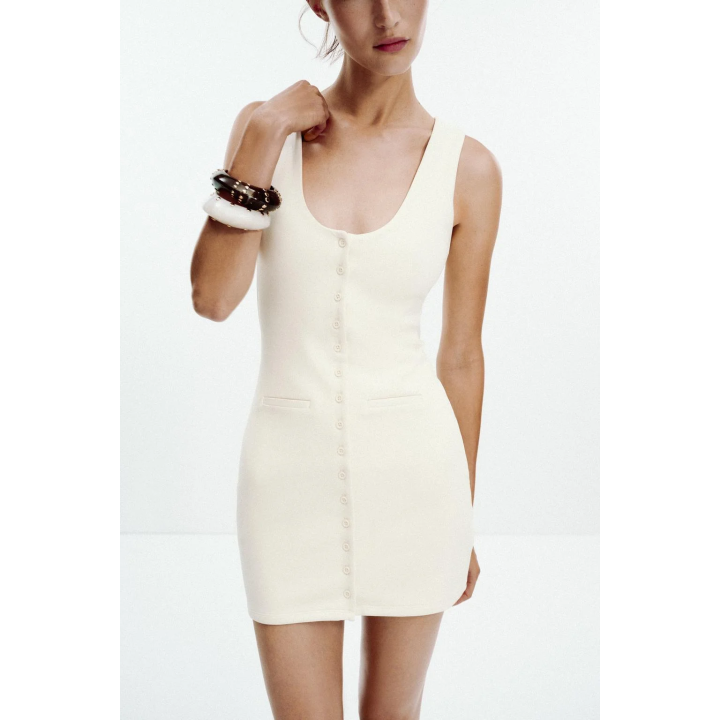 ПЛАТЬЕ ИЗ ИНТЕРЛОКА С ПУГОВИЦАМИ