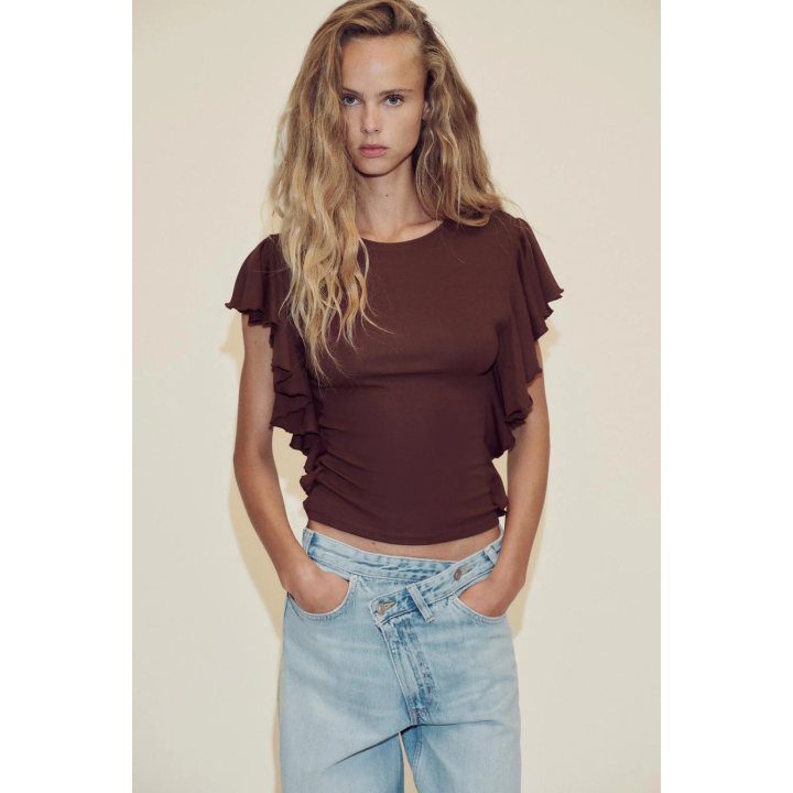 ФУТБОЛКА С РУКАВАМИ-ВОЛАНАМИ