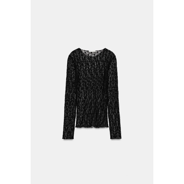 КРУЖЕВНОЙ ТОП С ДЛИННЫМИ РУКАВАМИ