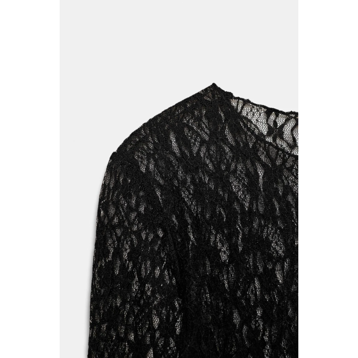 КРУЖЕВНОЙ ТОП С ДЛИННЫМИ РУКАВАМИ