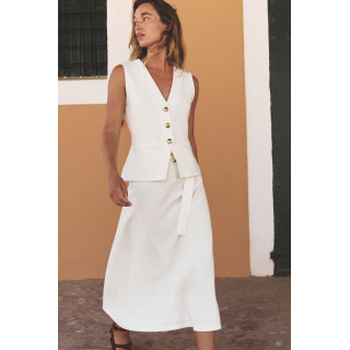 ЖИЛЕТ ИЗ САРЖИ С ПУГОВИЦАМИ