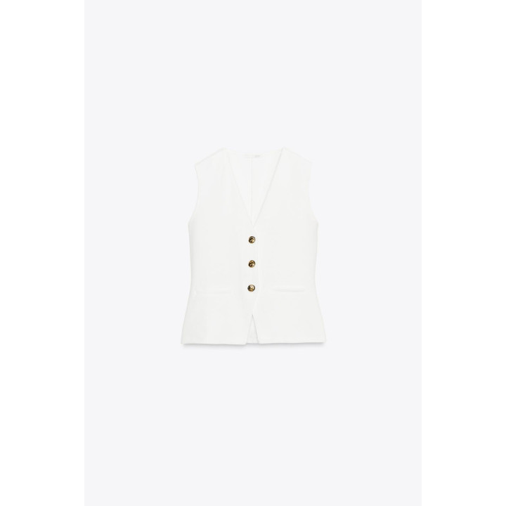 ЖИЛЕТ ИЗ САРЖИ С ПУГОВИЦАМИ