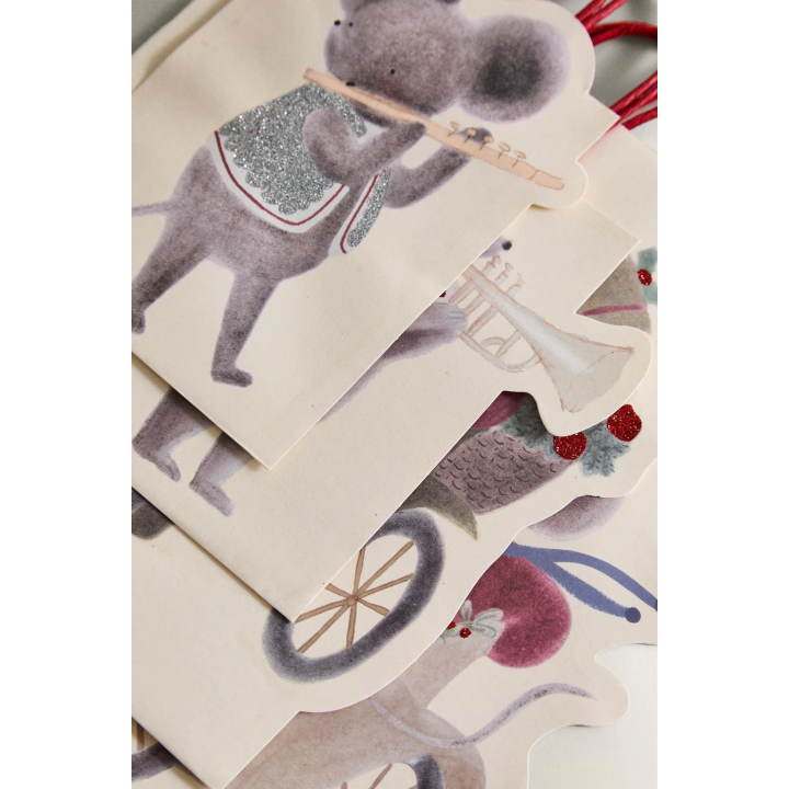 Набор подарочных пакетов с рождественским дизайном мышей (набор из 4 шт.)