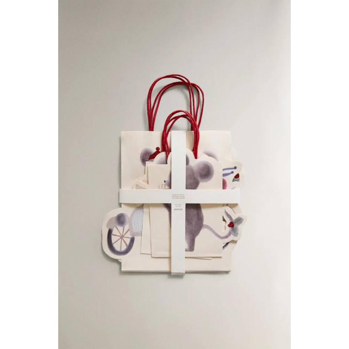 Набор подарочных пакетов с рождественским дизайном мышей (набор из 4 шт.)