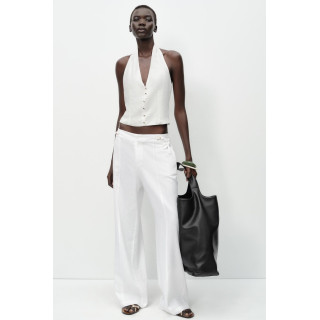 ШИРОКИЕ БРЮКИ С ПРЯЖКАМИ ИЗ ЛЬНА