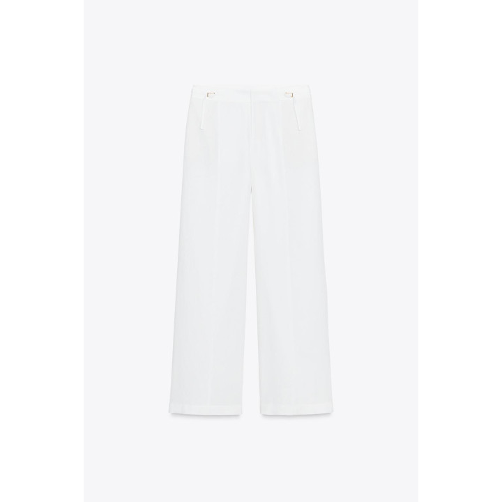 ШИРОКИЕ БРЮКИ С ПРЯЖКАМИ ИЗ ЛЬНА