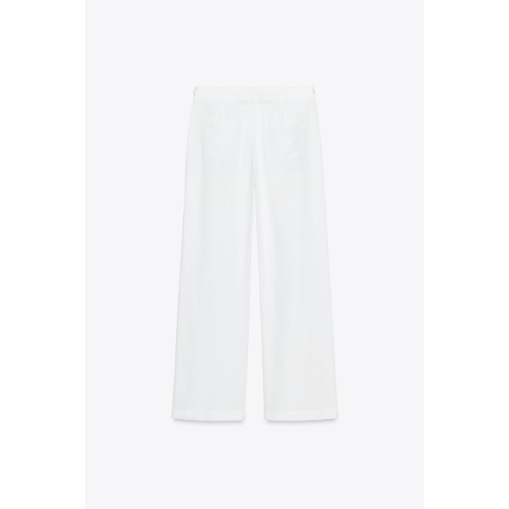 ШИРОКИЕ БРЮКИ С ПРЯЖКАМИ ИЗ ЛЬНА