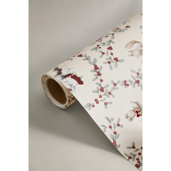 Праздничная упаковочная бумага с животными на рождество