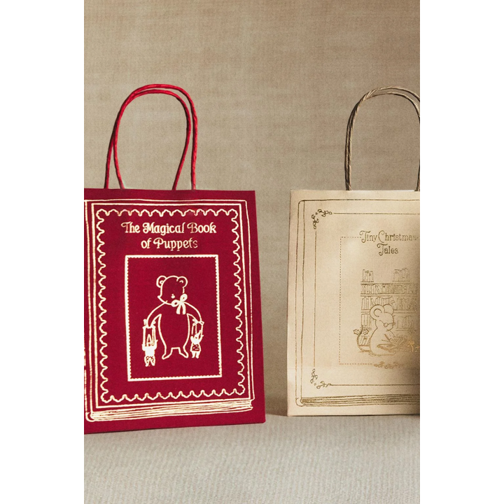 PACK OF SMALL CHRISTMAS BOOK BAGS (PACK OF 4)