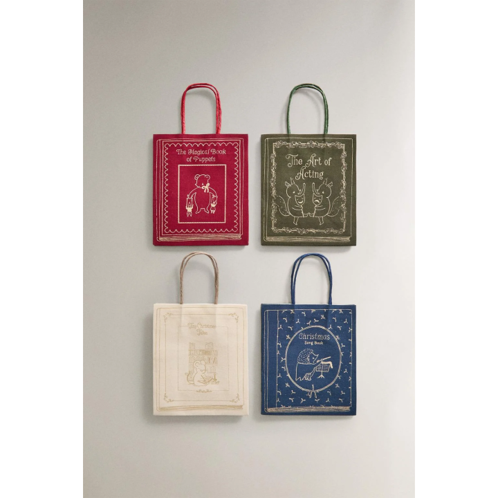PACK OF SMALL CHRISTMAS BOOK BAGS (PACK OF 4)