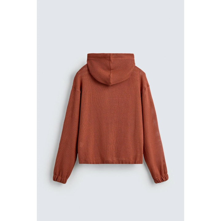 ТОЛСТОВКА С КАПЮШОНОМ ИЗ ТКАНИ С ОТКРЫТОЙ ТЕКСТУРОЙ