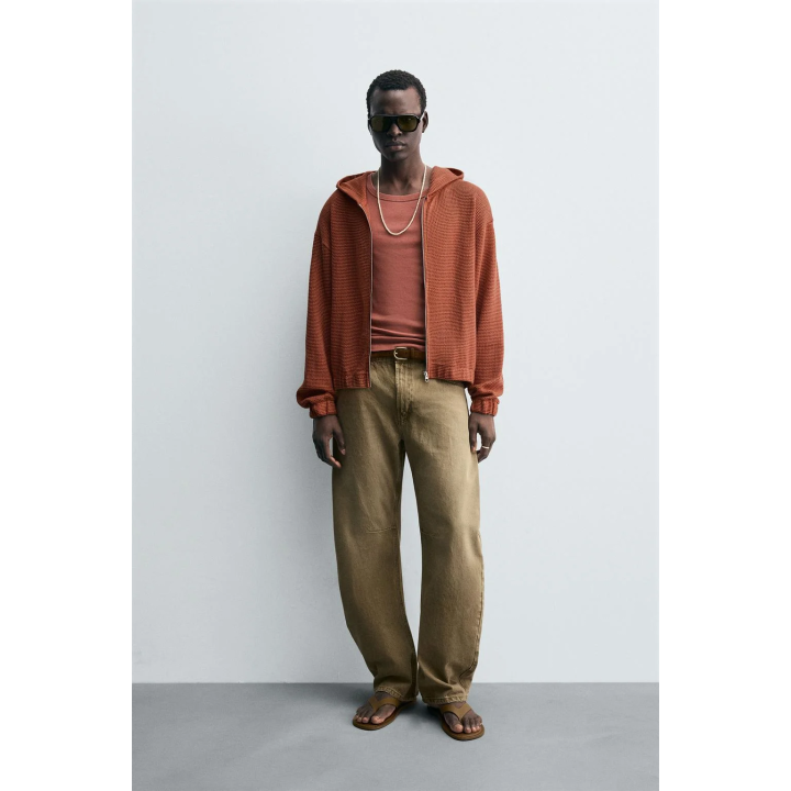 ТОЛСТОВКА С КАПЮШОНОМ ИЗ ТКАНИ С ОТКРЫТОЙ ТЕКСТУРОЙ