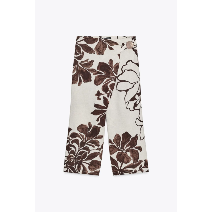 БРЮКИ С ЗАПА́ХОМ И ЦВЕТОЧНЫМ ПРИНТОМ