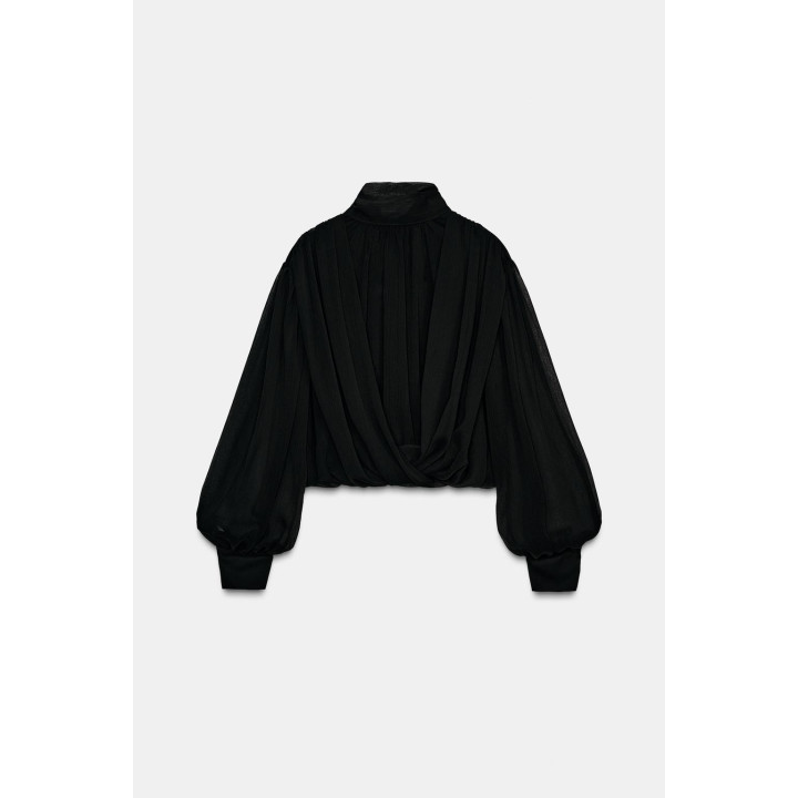 Блузка с запахом и воздушными рукавами с запахом