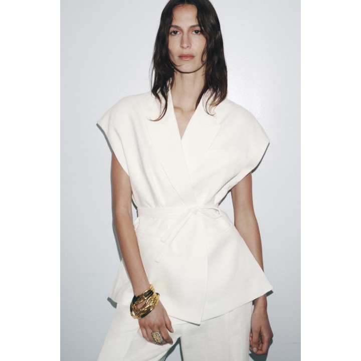 ДВУБОРТНЫЙ ЖИЛЕТ ИЗ СМЕСОВОГО ЛЬНА — ZW COLLECTION