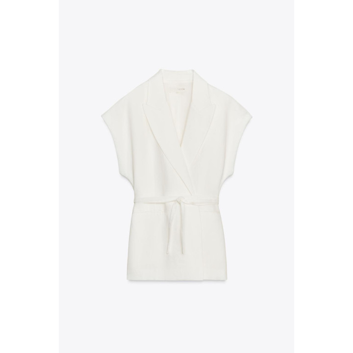 ДВУБОРТНЫЙ ЖИЛЕТ ИЗ СМЕСОВОГО ЛЬНА — ZW COLLECTION