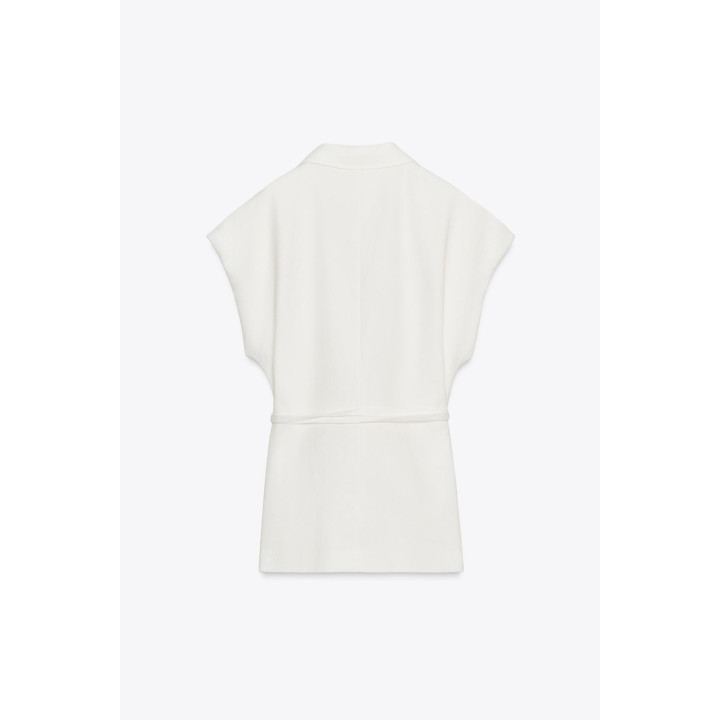 ДВУБОРТНЫЙ ЖИЛЕТ ИЗ СМЕСОВОГО ЛЬНА — ZW COLLECTION